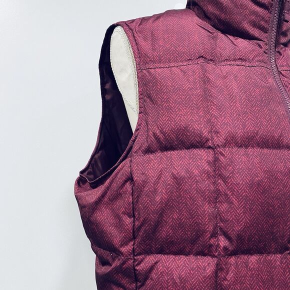 LANDS END L Plum Purple Herringbone Puffer Full Zip Down Feather Vest Outdoor - Picture 4 of 16